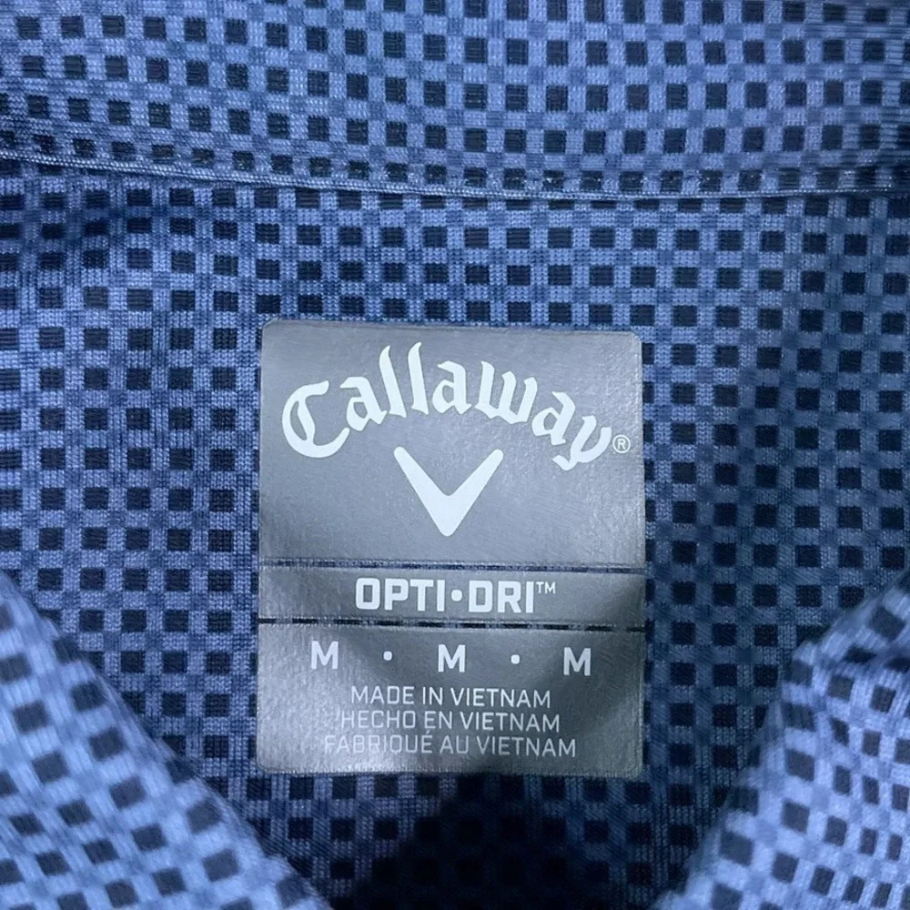 Callaway Golf Polo Shirt Mens Medium Blue Geometric Performance Opti Dri‎